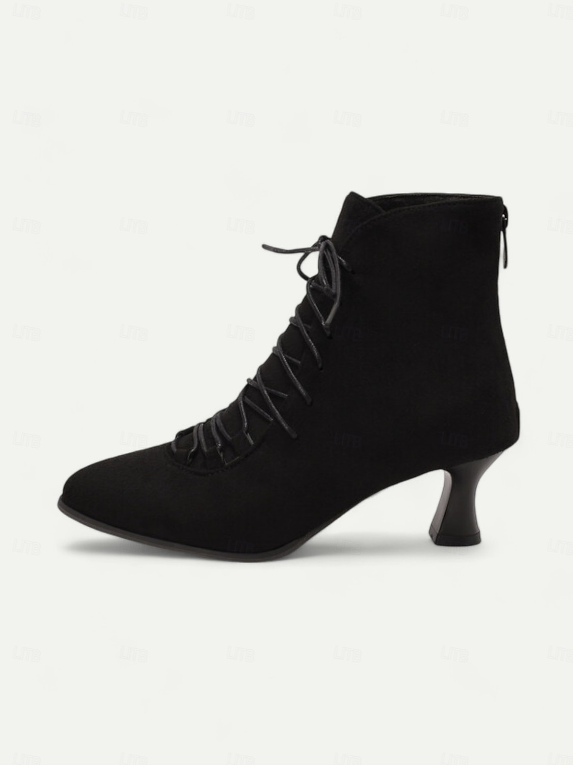 Women's Burgundy Lace-Up Victorian Ankle Boots – Elegant Suede Heeled Footwear for Formal Occasions and Vintage Style 2025 - $46.99 –P8