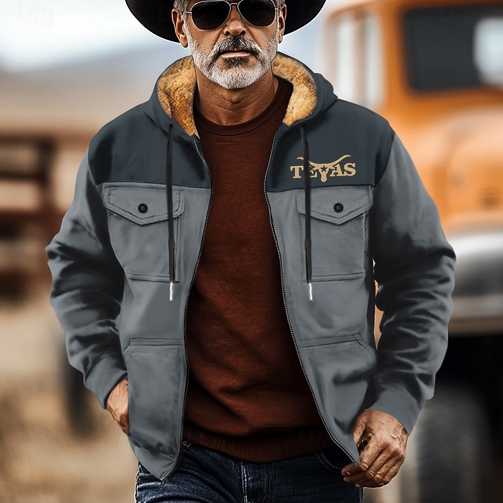 Men's Cowboy Fleece Hoodies Sweatshirt Outerwear Hooded Sweatshirt Hooded Fashion 3D Print Holiday Streetwear Blue Brown Zipper Pocket Fall Winter Designer 2025 - $40.99 –P3