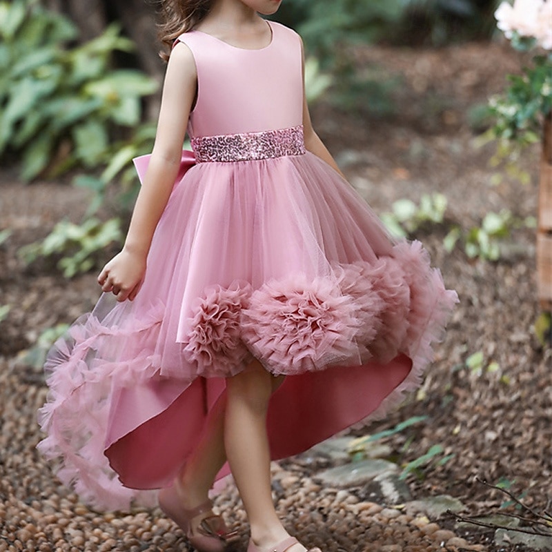 Bambino Da ragazza Vestito da festa Tinta unica Senza maniche Prestazioni Compleanno Retato Bellissimo Dolce Poliestere Asimmetrico Vestito da festa Vestito svasato Abito linea A Estate 4-12 anni del 2025 a $39.99 –P10