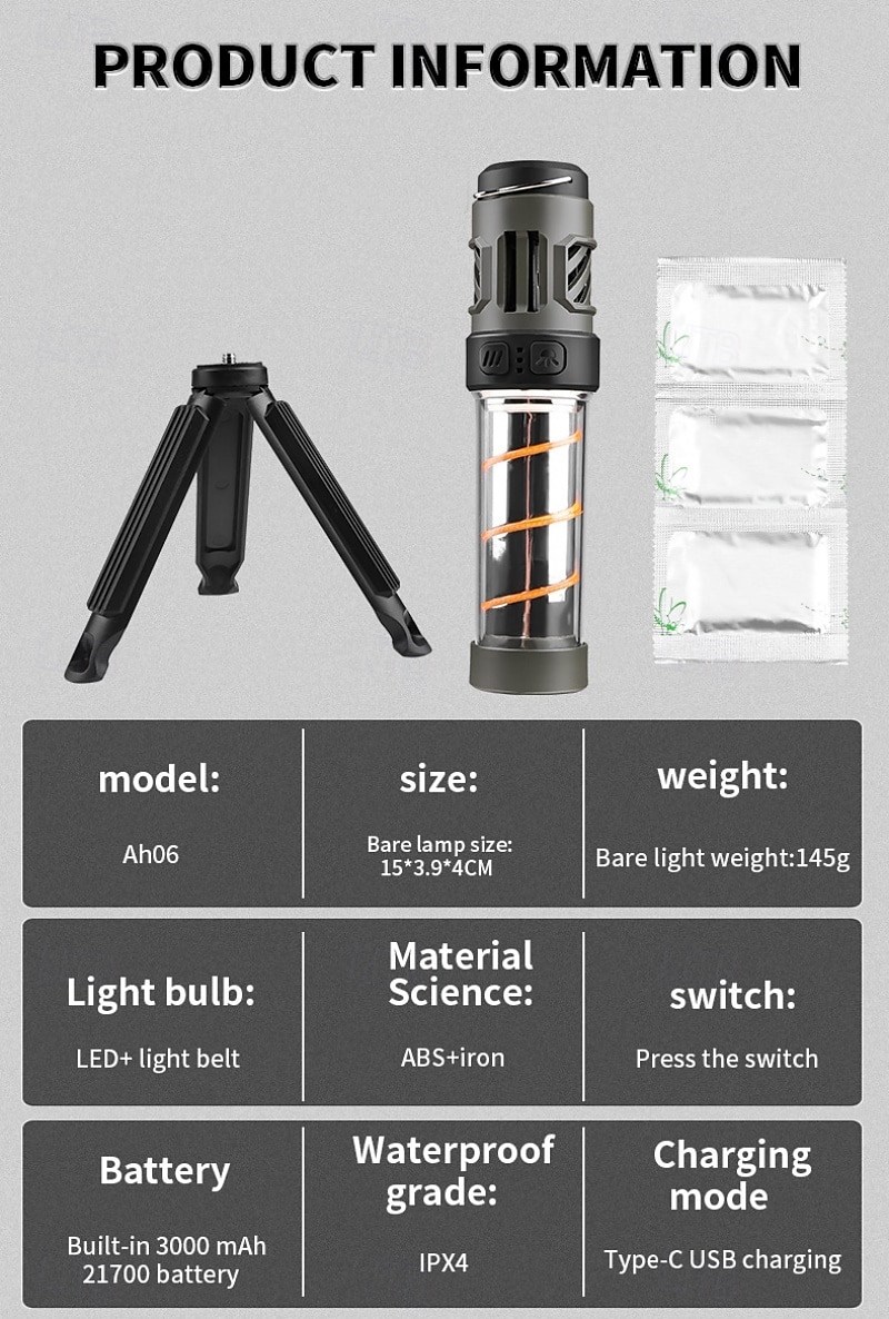 3-in-1 Outdoor Mosquito Repellent Light with Flashlight & Camping Lantern, Long Battery Life Mosquito Repellent Light with Warm Light Atmosphere Outdoor Camping Light 2025 - $30.99 –P2