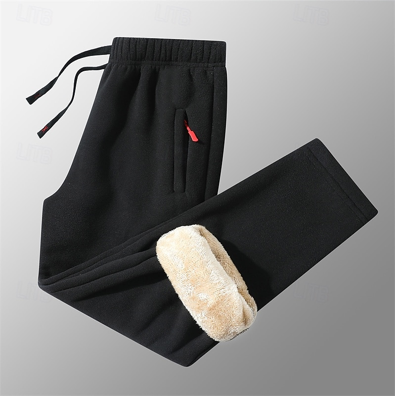 Men's Sherpa Athletic Pants Trousers Straight Leg Sweatpants Pocket Drawstring Elastic Waist Plain Comfort Warm Sports Outdoor Daily Fashion Casual ArmyGreen Black Micro-elastic 2026 - $25.99 –P19