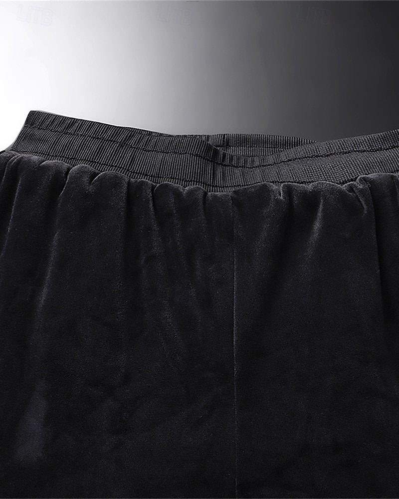Men's Sherpa Fleece Pants Sweatpants Joggers Trousers Pocket Drawstring Elastic Waist Plain Comfort Warm Sports Outdoor Daily Fashion Casual Black 1# Black Micro-elastic 2026 - $16.49 –P9