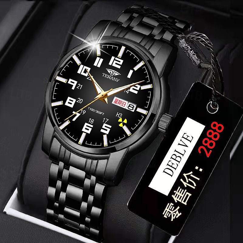 1 pz nuovo acciaio inossidabile con orologio da uomo digitale calendario settimanale display moda tendenza vita viaggio luminescente tempo libero sport affari orologio regalo di compleanno regalo di del 2025 a $22.99 –P10
