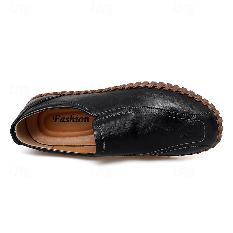 Men's White Faux Leather Slip-On Loafers with Hand-Stitched Sole – Lightweight Casual Shoes for Driving, Walking, and Summer Outfits 2025 - $46.99 –P9