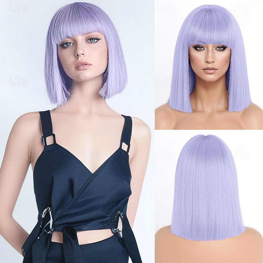 rövid bob paróka frufruval rövid egyenes bob paróka nőknek természetes megjelenésű cosplay napi parti paróka 2025 - $18.49 –P1