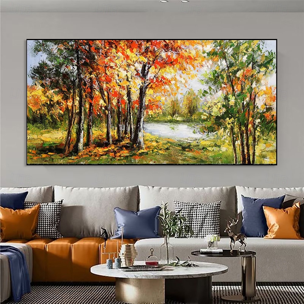 handgefertigtes Ölgemälde auf Leinwand, Wandkunst, Dekoration, moderne schöne Ahornwaldlandschaft für Wohnzimmer, Heimdekoration, gerolltes, rahmenloses, ungedehntes Gemälde 2026 - $92.99 –P3