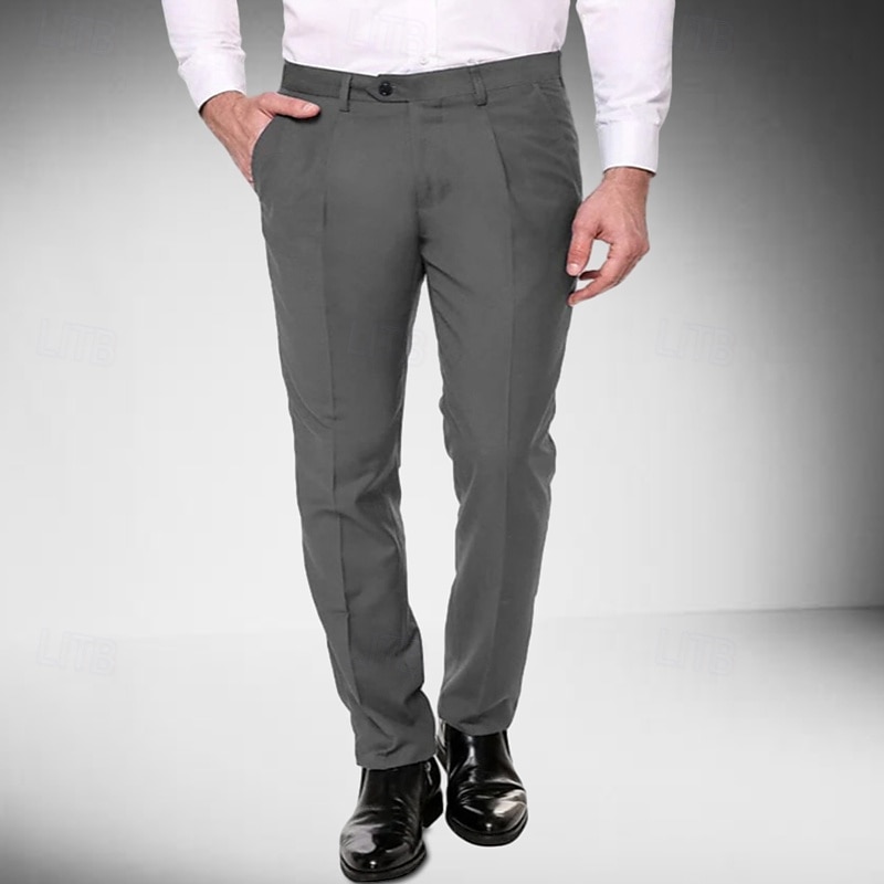 Men's Dress Pants Tapered pants Trousers Suit Pants Pocket Plain Comfort Soft Full Length Wedding Party Business Fashion Streetwear Black Navy Blue 2025 - $28.99 –P3
