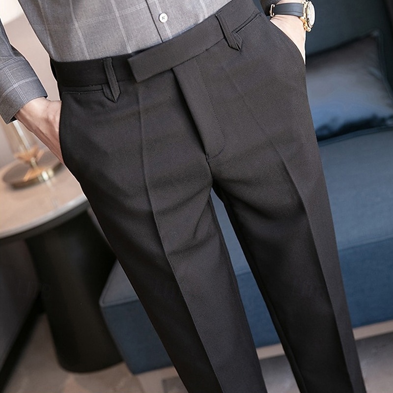 Graduation Trouser Men's Graduation Dress Pants Trousers Chinos Buttons Pocket Solid Color ...