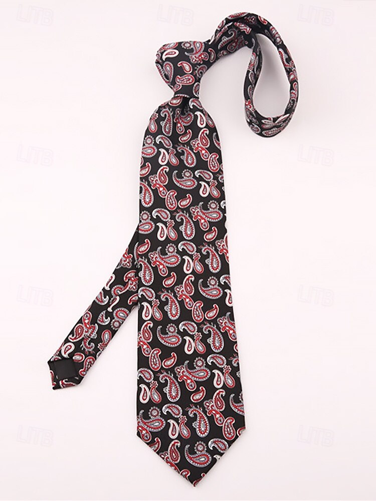 gravatas masculinas de seda sintética com padrão retrô - gravatas vintage com estampa floral e geométrica para uso formal e empresarial de 2025 por $11.99 –P11