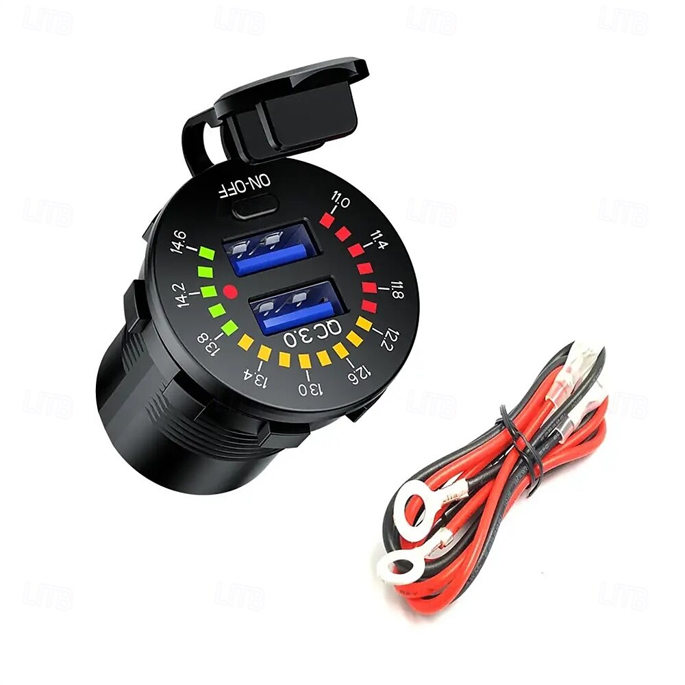 12-24 V Dual-USB-Autoladebuchse mit buntem Digitalvoltmeter QC 3.0 Schnellladefunktion für Busse, Anhänger und Boote 2025 - $35.99 –P8