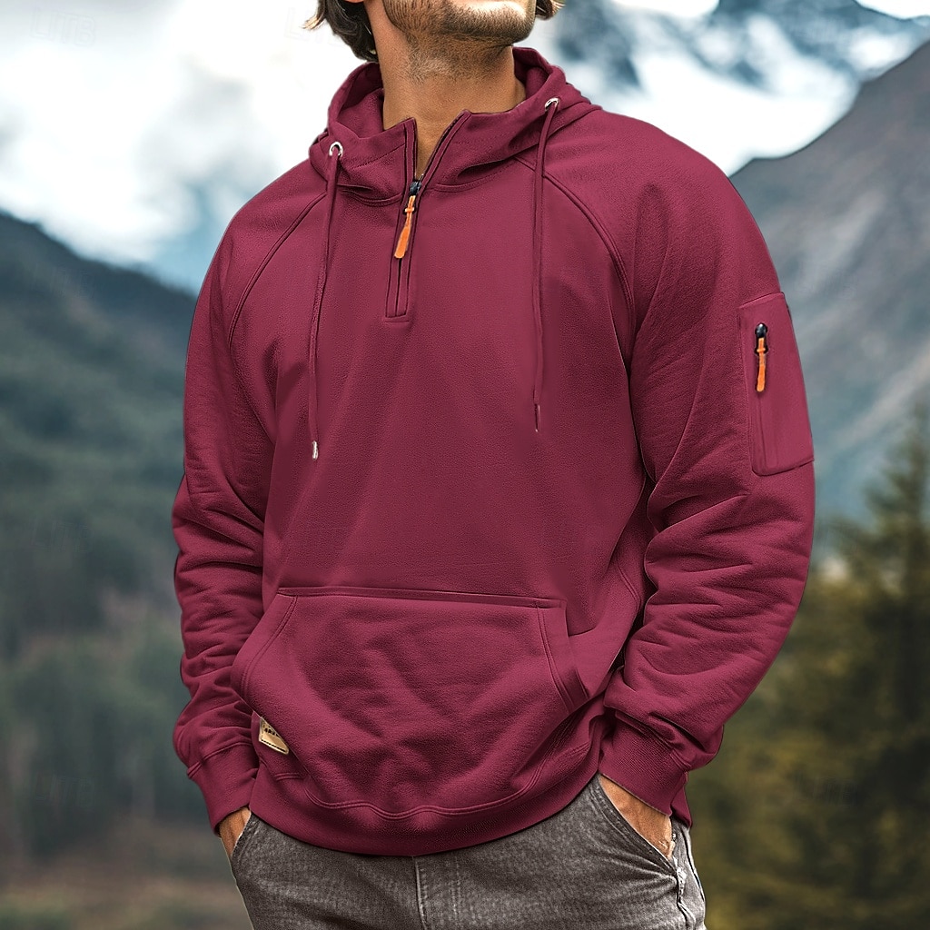 Hombre Sudadera con un cuarto de cremallera Sudadera con capucha raglán Sudadera táctica con capucha Negro Burdeos Azul Marino Azul Real Caqui Media cremallera Plano Deporte Diario Festivos Ropa de 2025 - $27.99 –P8