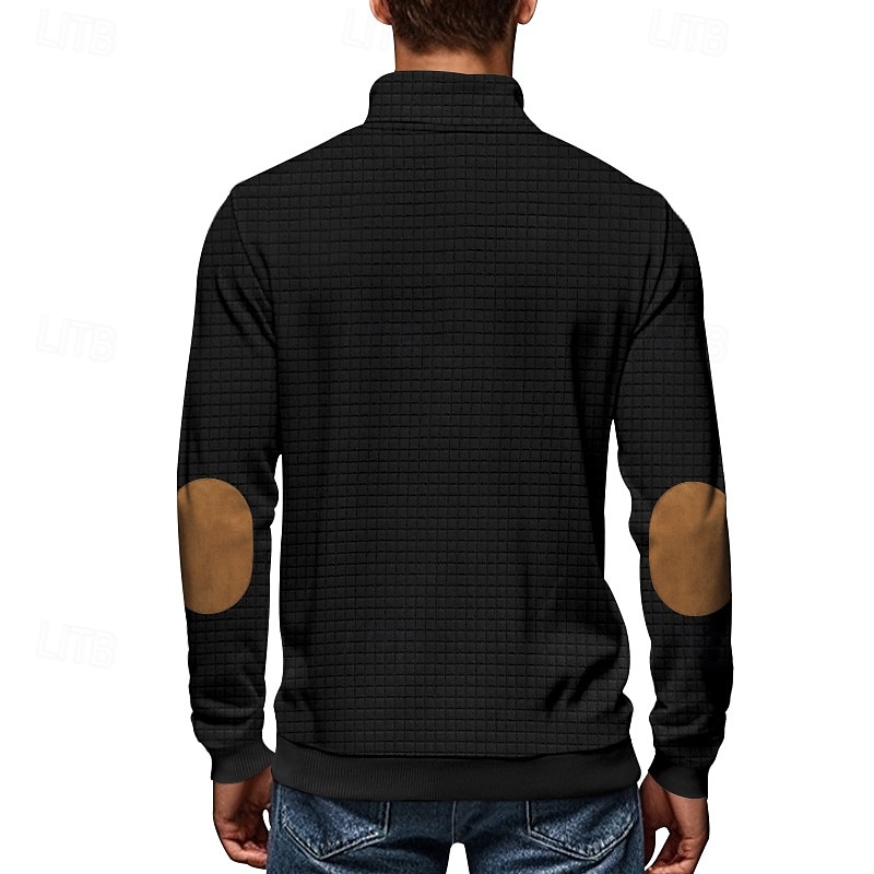 Per uomo Maglia Felpa con zip corta Nero Bianco Blu marino Grigio chiaro Grigio scuro Mezza zip Blocco di colori Tasca Frontale Testurizzato Sport & Outdoor Quotidiano Ferie Poliestere Streetwear del 2025 a $28.99 –P12