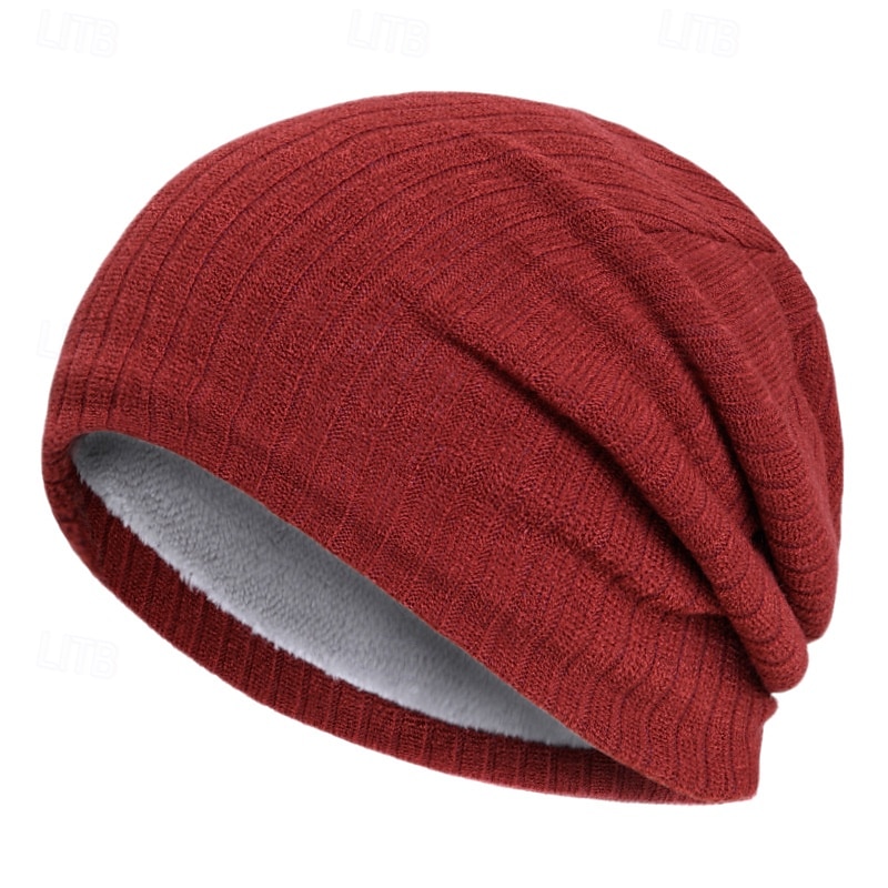 Homens Unisexo Gorro Chapéus de inverno Gorros 骷髅头毛线帽 Chapéu de malha Preto Vinho 100% Acrílico Tricotado Aconchegante Roupa Diária Para Noite Cor Sólida / Simples Quente de 2025 por $12.99 –P5