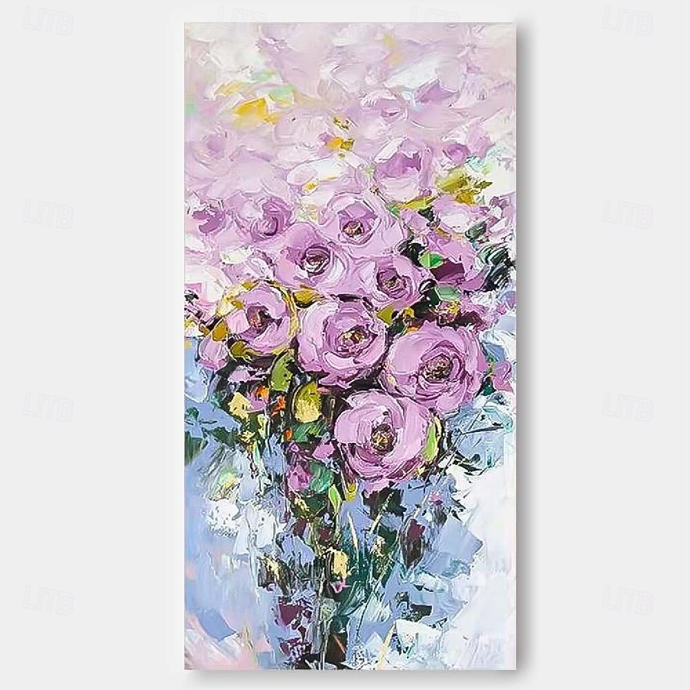 handgjord handmålad oljemålning vägg purole blomma landskapsmålning heminredning färgglad blommig oljemålning på duk stor väggkonst abstrakt 3d blomma konst boho vägg dekor anpassad målning 2025 - $75.99 –P8