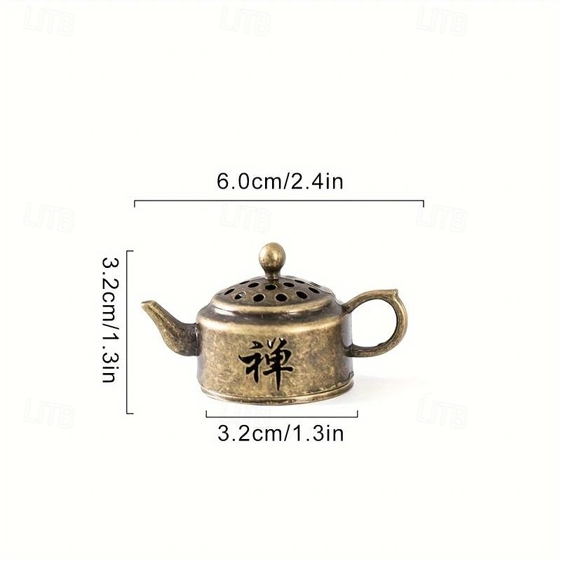 bruciatore di incenso vintage in legno di sandalo e metallo - design teiera decorativa non carica per profumazione della casa &decorazioni per le feste del 2025 a $5.49 –P6