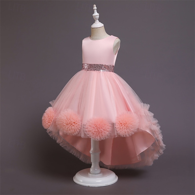 Bambino Da ragazza Vestito da festa Tinta unica Senza maniche Prestazioni Compleanno Retato Bellissimo Dolce Poliestere Asimmetrico Vestito da festa Vestito svasato Abito linea A Estate 4-12 anni del 2025 a $39.99 –P13