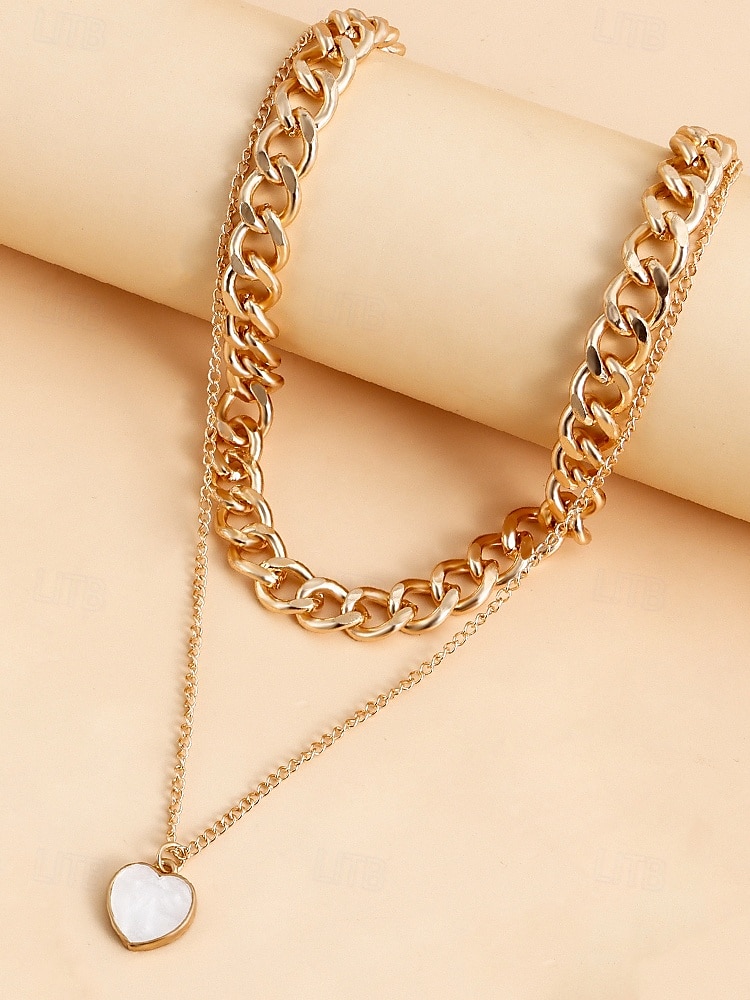 elegant lagerhalsband med guldkedja - runt hänge & chunky choker för kvinnor, perfekt för formella evenemang och fester 2025 - $9.99 –P8