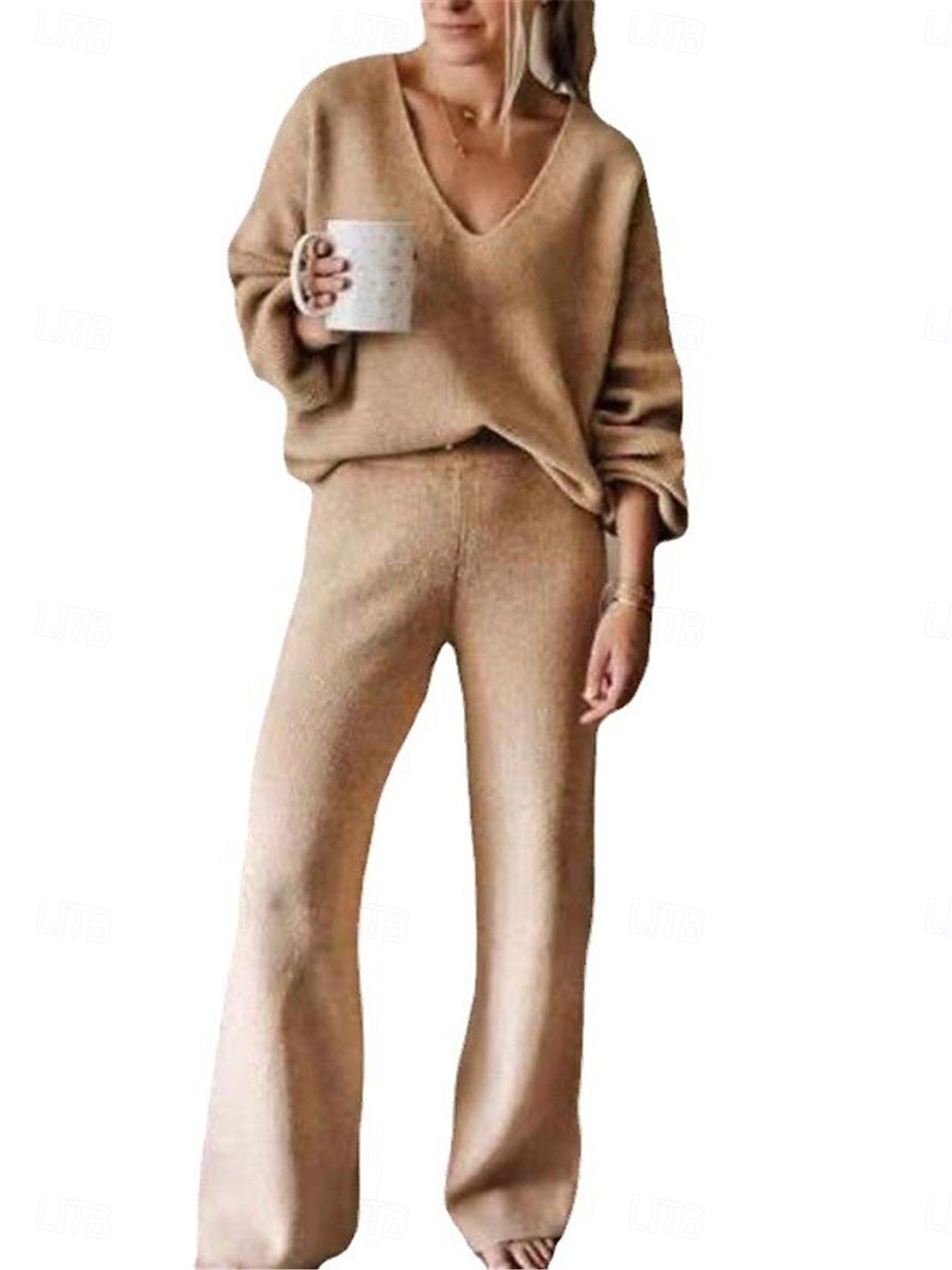 Femme Pull Chandail Pulls coordonnés Pull Ensemble Décontractées Flexible Couleur monochrome A côtes Col V Tricoté manche longue Hauts réguliers Tricoter Extérieur du quotidien Fin de semaine Noir de 2025 ? $52.99 -P2
