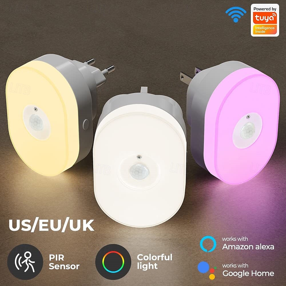 tuya wifi lit human body induction mała lampka nocna multi-gear ściemnianie domowe lampka nocna kontrola lampka sypialna kompatybilna z alexa google home 2025 - $31.99 –P7