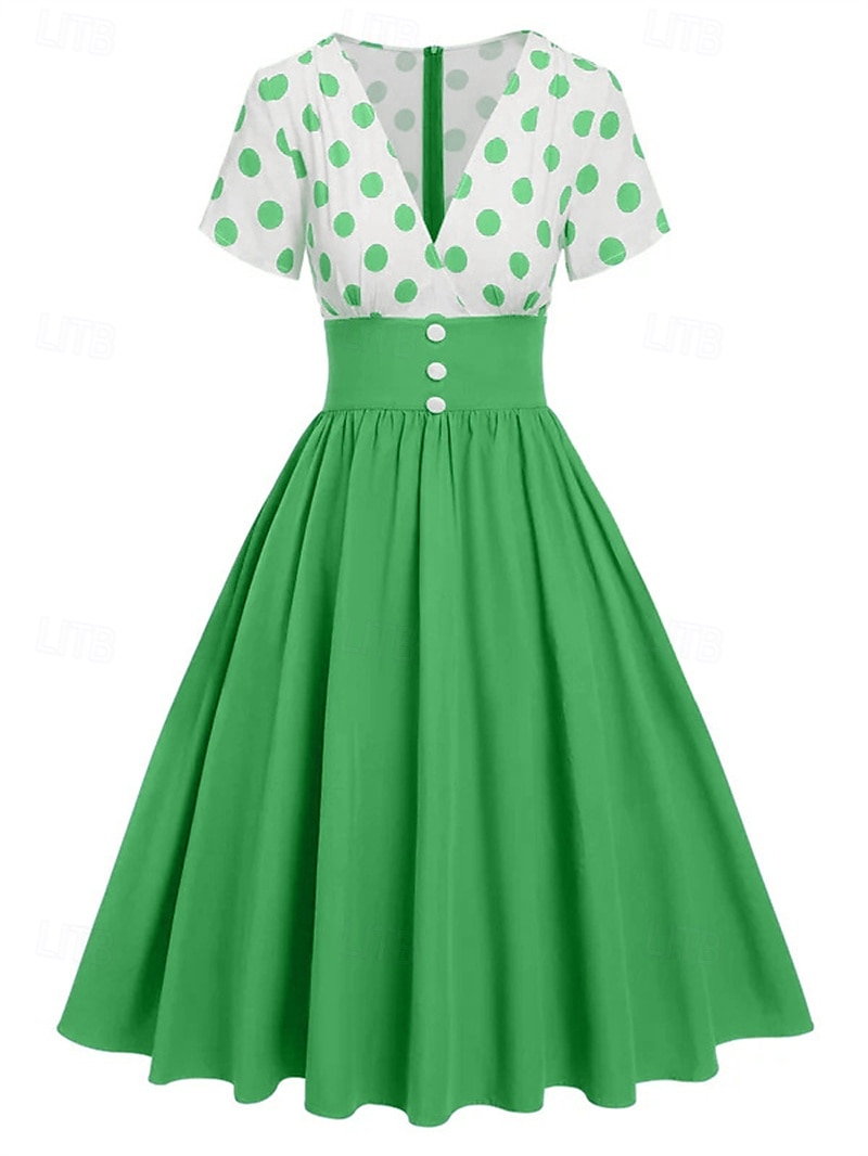 Retrò Vintage Anni 1950 Abito vintage Vestito Mascherata Pois Linea ad A Per donna Carnevale Capodanno Mascherata Casual Quotidiano Addio al Nubilato Adulti Vestito del 2025 a $24.99 –P6