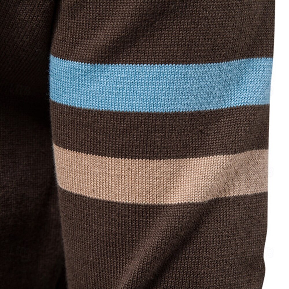 Herr Cardigan Tröja Kofta Ribbad Sticka Vanliga toppar Dragkedja Färgblock Kinakrage Stickat Neutral Utomhus Kläder Vår & Höst Svart Blå S M L 2025 - $37.99 –P5