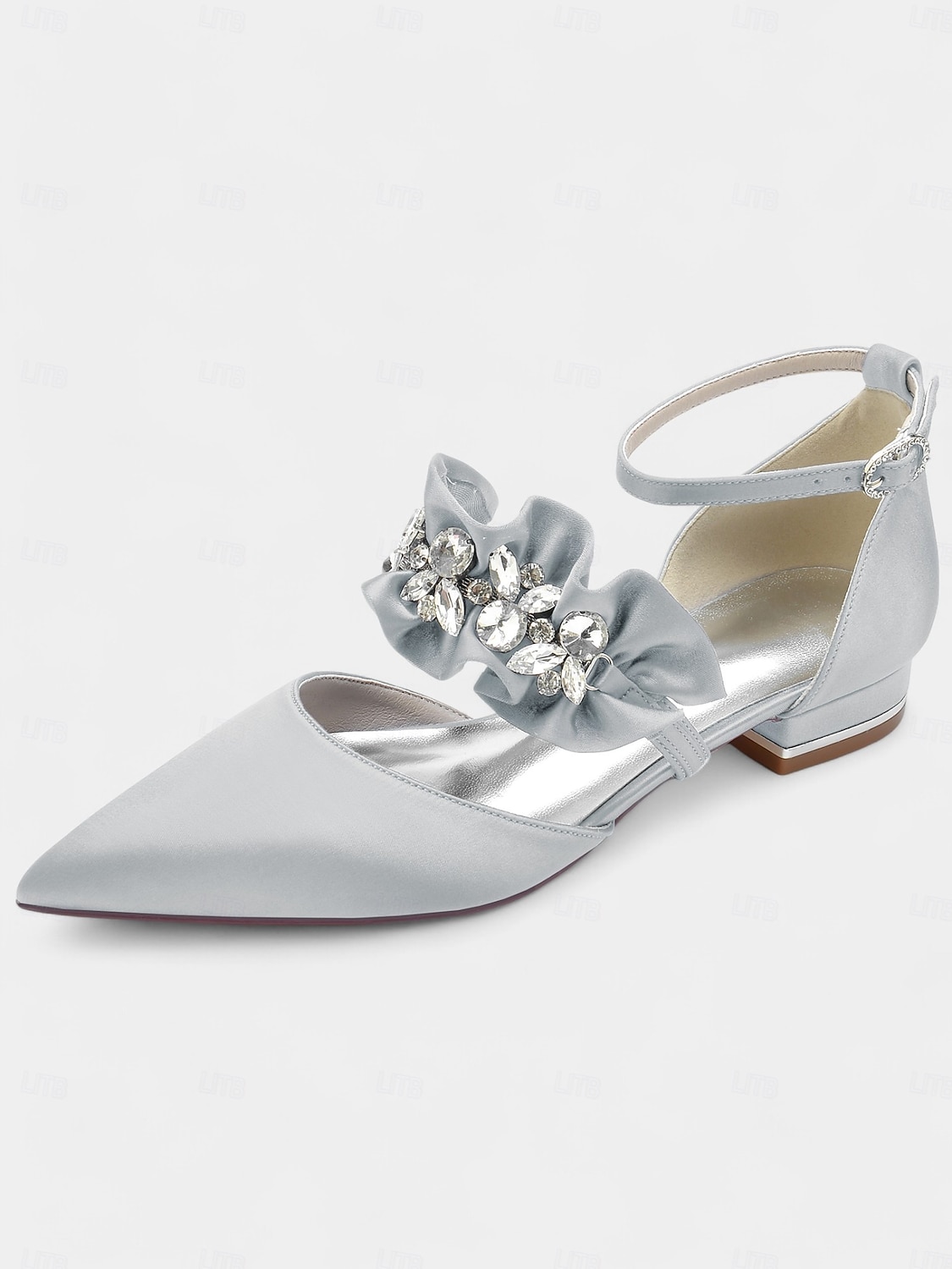 ballerine da donna in raso nero con punta affilata e decorazioni floreali in strass – scarpe eleganti per matrimoni ed eventi formali del 2025 a $64.99 –P17