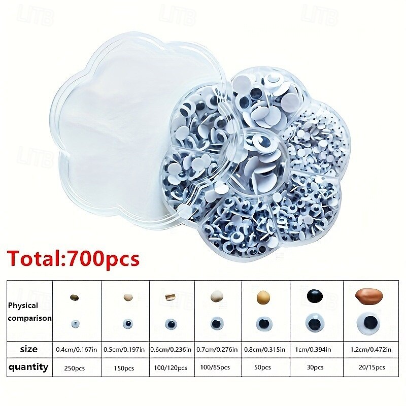 700PCS Plastic Wiggly Googly Eyes Set for Dolls and Crafts Assorted Sizes 4-12MM Suitable for Ages 14 2025 - $14.99 –P9