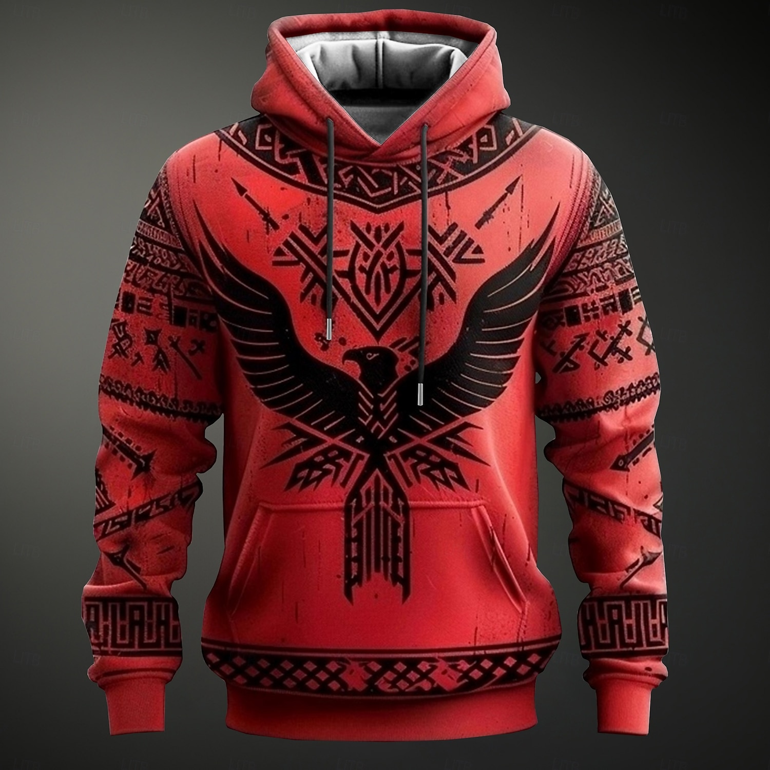 Homens Viking Moletons Moletom Casacos Moletom com capuz Gola Redonda Moda Impressão 3D Festa Feriado Streetwear Vermelho Com Cordão Outono Inverno Designer de 2025 por $29.99 –P1