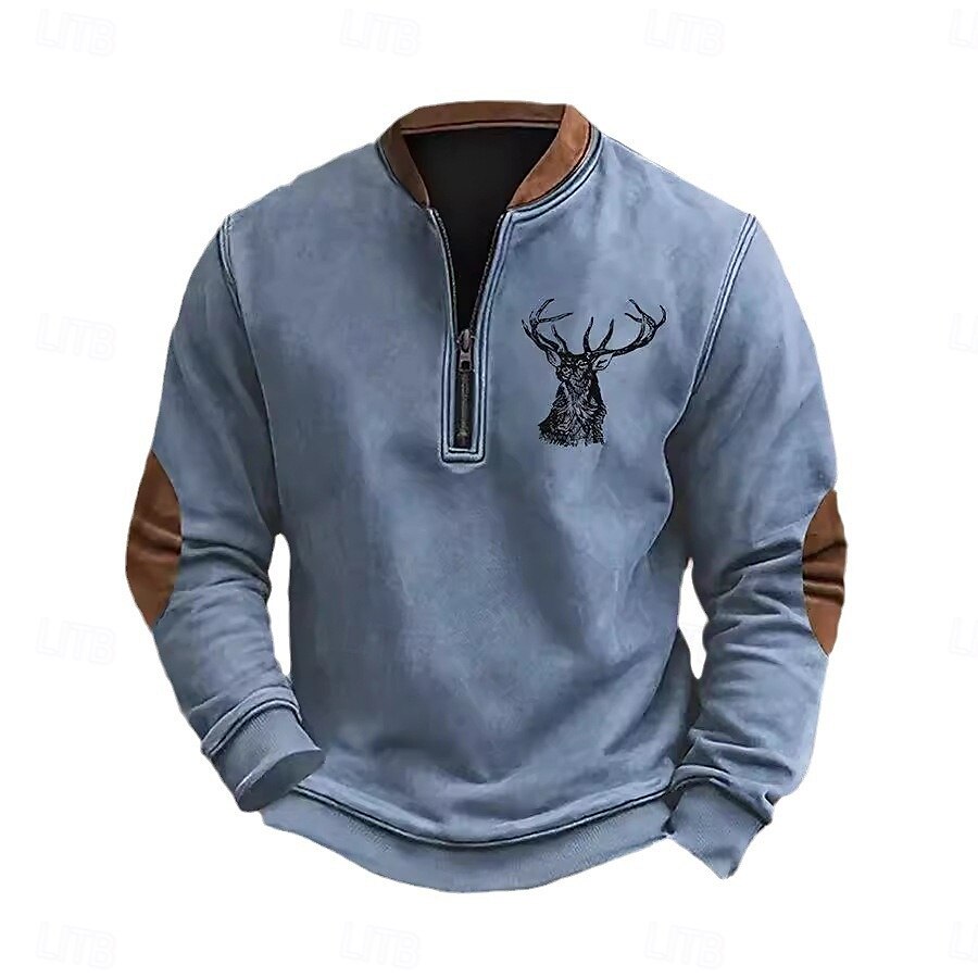 Herren Sweatshirt Blau Braun Grün Grau Halber Reißverschluss Grafik Druck Patchwork Täglich Ferien Ausgehen Polyester Streetwear Lässig Bayerisch Herbst Winter Bekleidung Kapuzenpullover Sweatshirts 2025 - $24.99 –P3