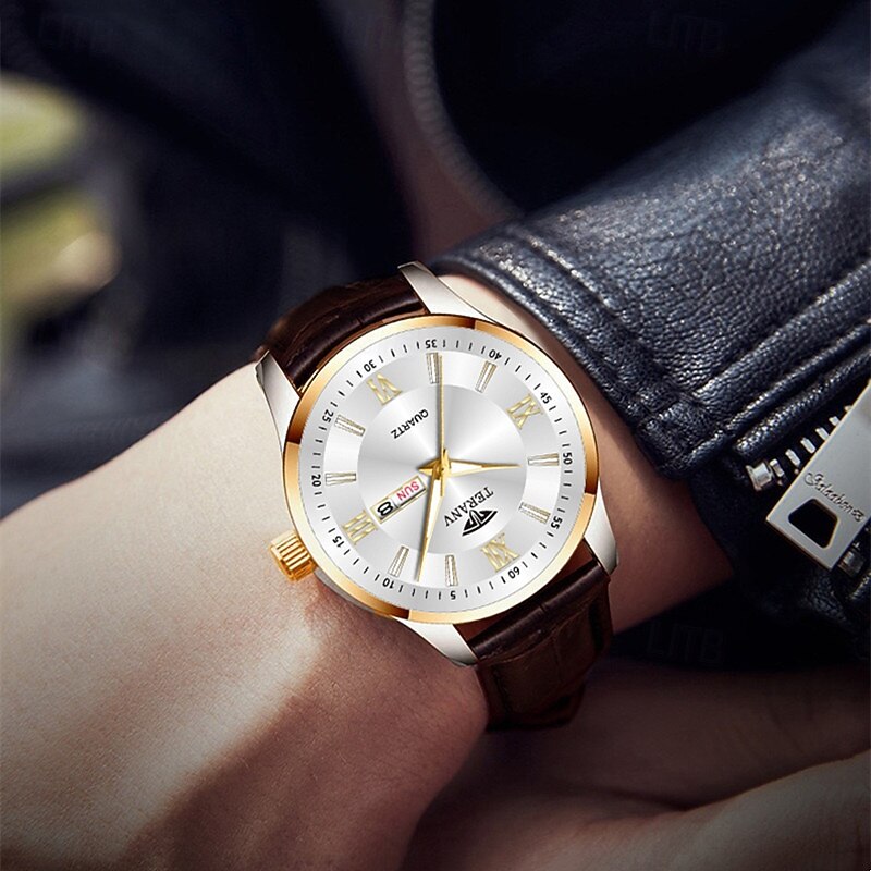 1 Neue Mode Trend Herren Business Quarz Uhr Kalender Woche Anzeige Lebensreise Leuchtende Freizeit Sport Herren Armbanduhr Geschenk Ideale Wahl 2025 - $22.99 –P9