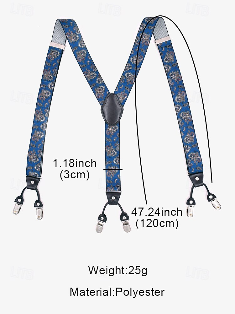 Men's Paisley Pattern Suspenders, Adjustable Elastic Braces, Vintage Gentleman Style, For Grooms, Wedding Parties and Formal Events 2026 - $18.99 –P8