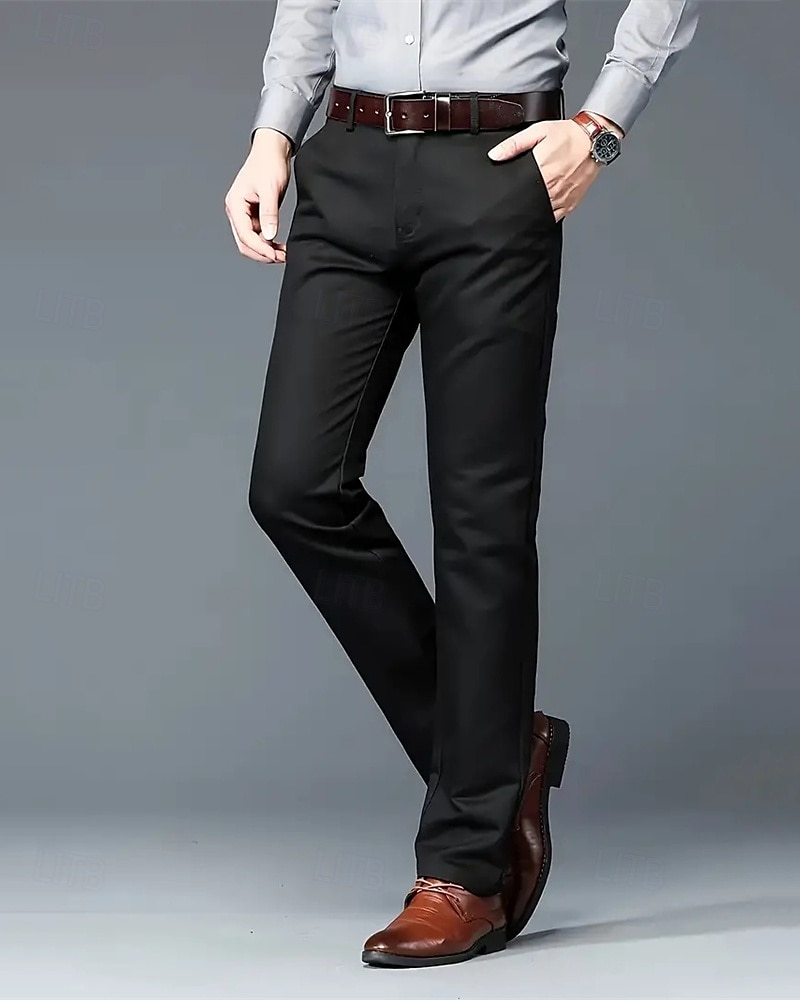 Men's Dress Pants Trousers Chinos Buttons Pocket Solid Colored Comfort Formal Party Work Fashion Classic Style Black White Micro-elastic 2025 - $27.99 –P6