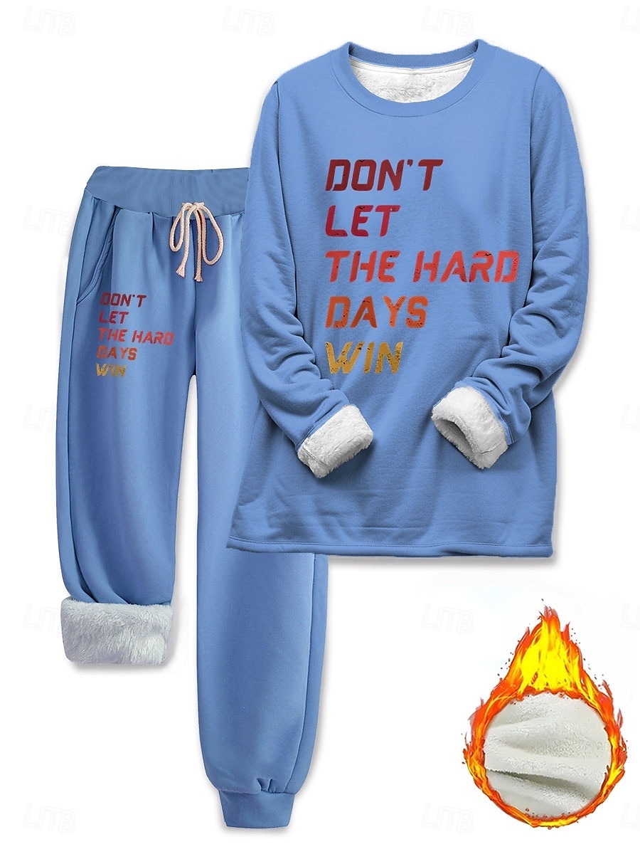 Ensembles de survêtement pour femmes 2 pièces sweat-shirt pantalons en polaire manches longues col rond lettre imprimée à cordon décontracté noir rose bleu automne coupe régulière de 2025 ? $43.99 –P4