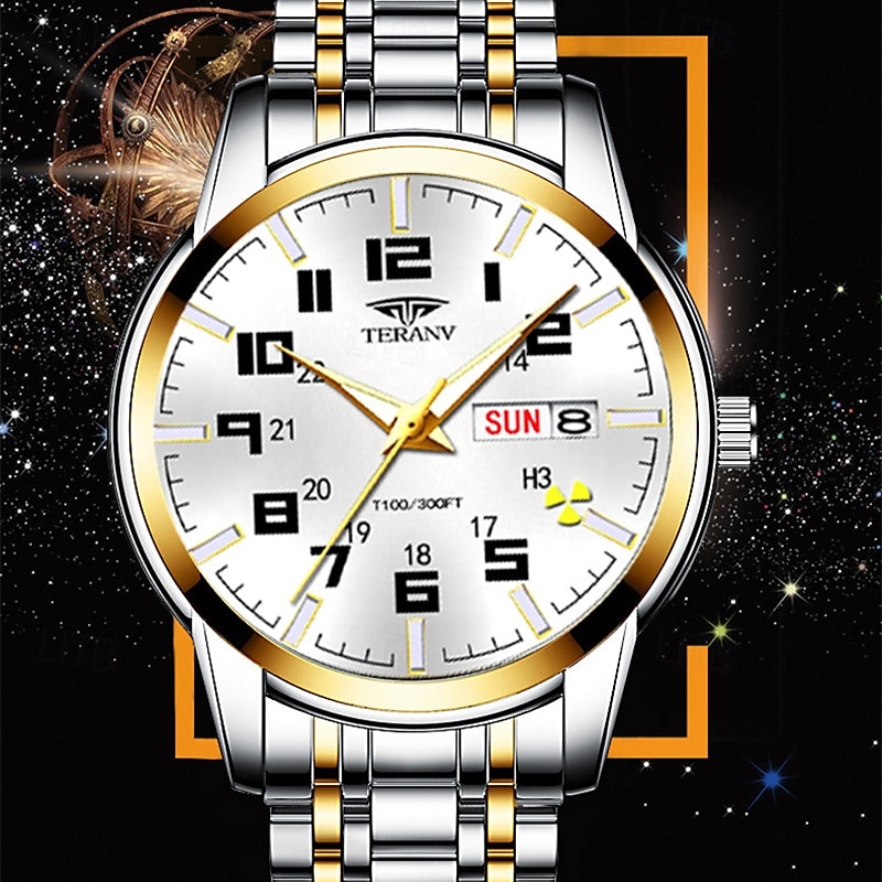 1 pz nuovo acciaio inossidabile con orologio da uomo digitale calendario settimanale display moda tendenza vita viaggio luminescente tempo libero sport affari orologio regalo di compleanno regalo di del 2025 a $22.99 –P9
