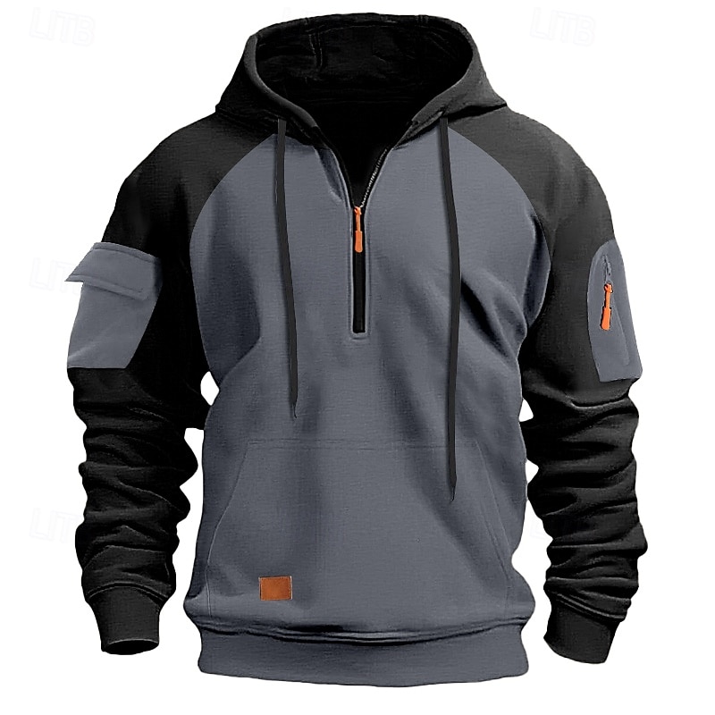 Per uomo Felpa con cappuccio Felpa con cappuccio e cerniera a un quarto Felpa con cappuccio tattica Nero Blu marino Cachi Grigio scuro Grigio Con cappuccio Color Block Compatto Sportivo Giornaliero del 2025 a $28.99 –P6