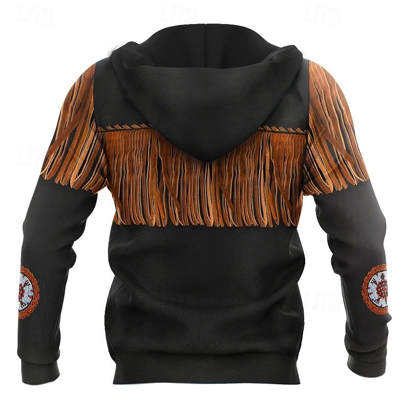 Men's Graphic Prints Hoodie Hoodies Sweatshirt Full Zip Hoodie Long Sleeve Hooded Sweatshirt Hooded Streetwear 3D Print Sports & Outdoor Daily Sports Black+Brown Black Zipper Print Spring & Fall 2025 - $33.99 –P10