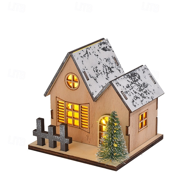 Christmas Wooden House Ornament Light, LED Desktop Decoration Christmas Holiday Table Decorations 2025 - CAD $8.99 –P11