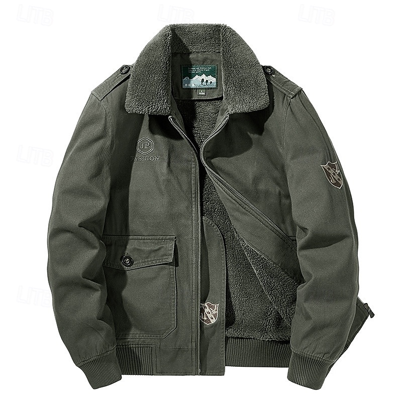 Hombre Chaqueta para senderismo Chaqueta de lana Algodón Invierno Al aire libre Mantiene abrigado Forro Polar Resistente al Viento Resistente al Agua Chaqueta cortavientos Viaje Negro Verde Caqui 2025 - $75.99 –P1