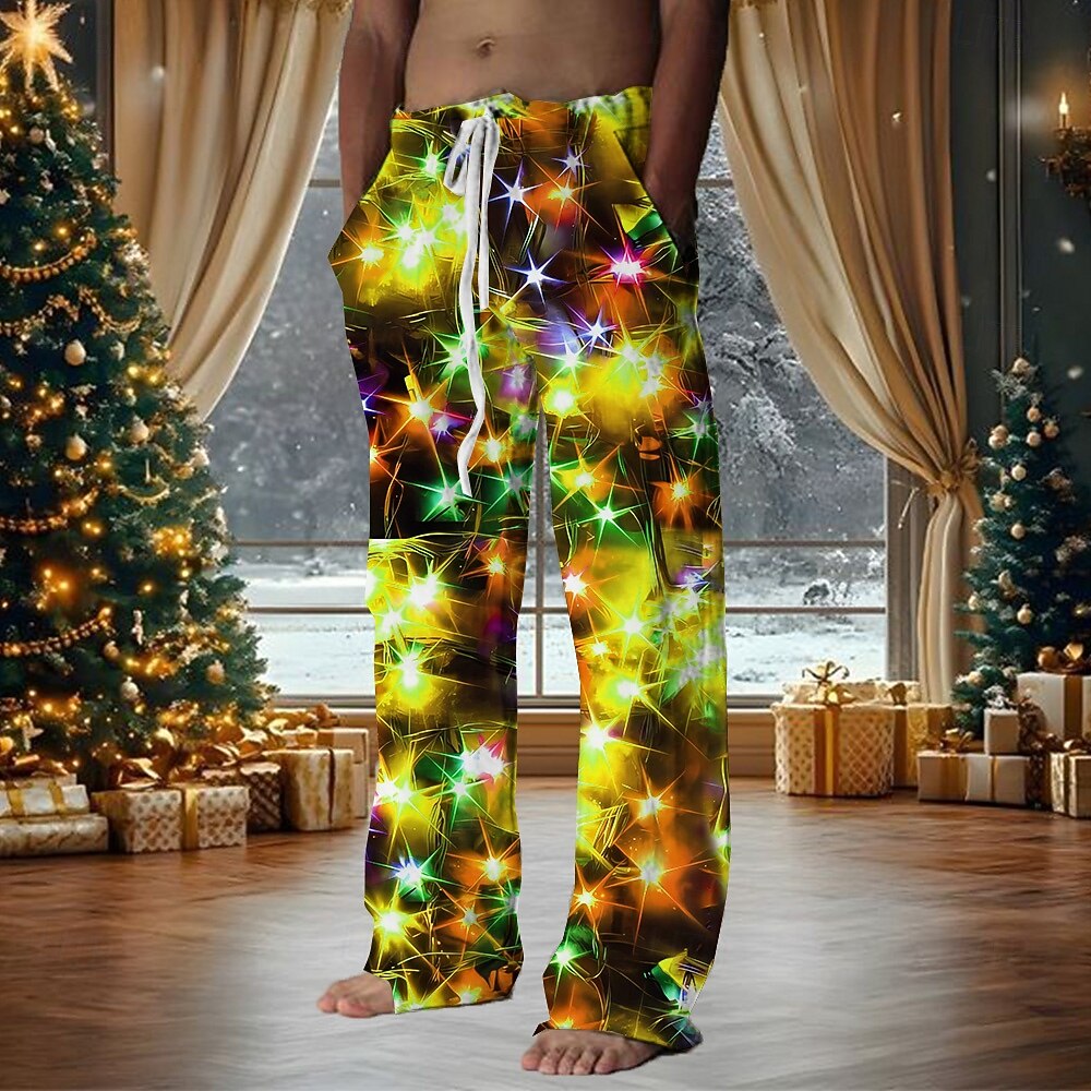 Hawaiian byxor för jul Herr Byxor Medium Midja Dragsko Elastisk midja Ledigt Helgdag julfest Standkläder Byxor med raka ben Sommar Vår Höst 3D-tryck Gul Blå Purpur 2025 - $28.99 –P5
