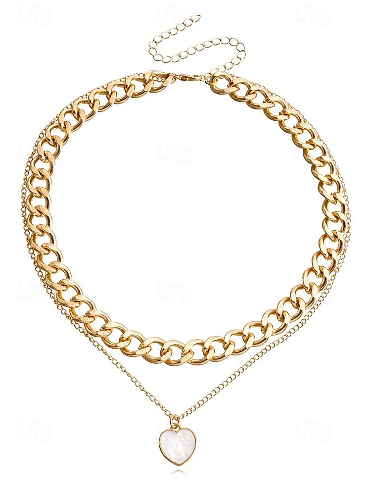 elegant lagerhalsband med guldkedja - runt hänge & chunky choker för kvinnor, perfekt för formella evenemang och fester 2025 - $9.99 –P11