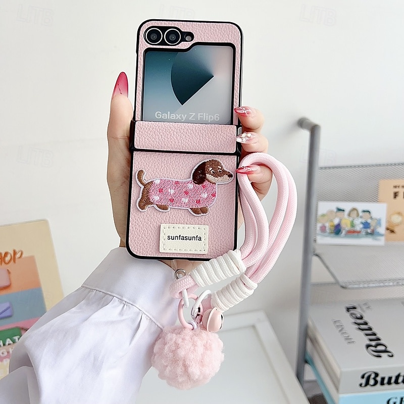 هاتف غطاء من أجل زد فليب 6 Z Flip 5 Z Flip 4 Z Flip 3 غطاء خلفي مع رباط المعصم ضد الصدمات مكتب  /  الأعمال TPU جلد PU 2025 - $19.99 –P5
