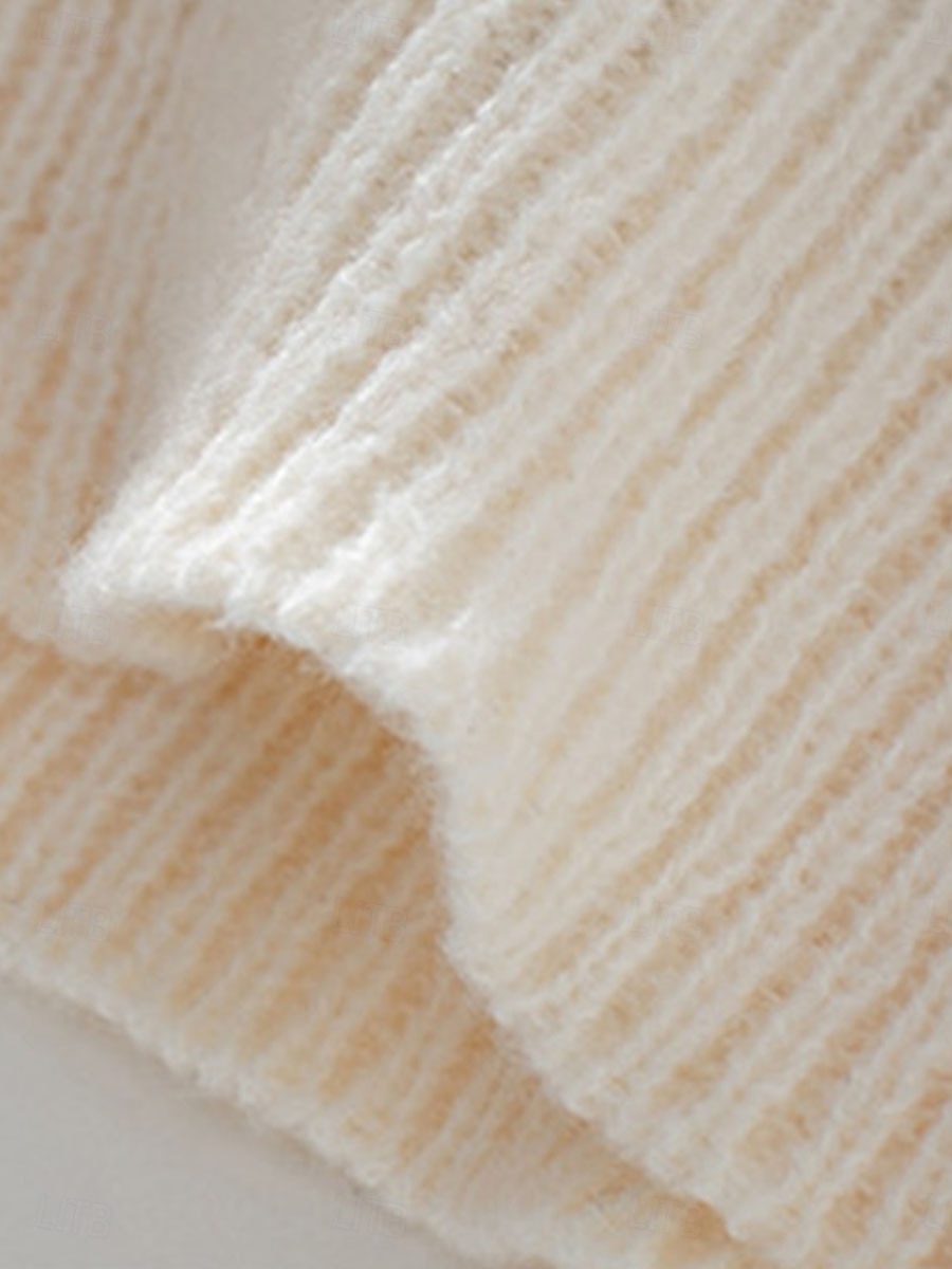 Per donna Felpa Informale Morbido A strisce A coste Girocollo Lavorato a maglia Manica lunga Top regolari Maglia Esterno Giornaliero Fine settimana Nero Caffè Autunno Inverno del 2025 a $44.99 –P4