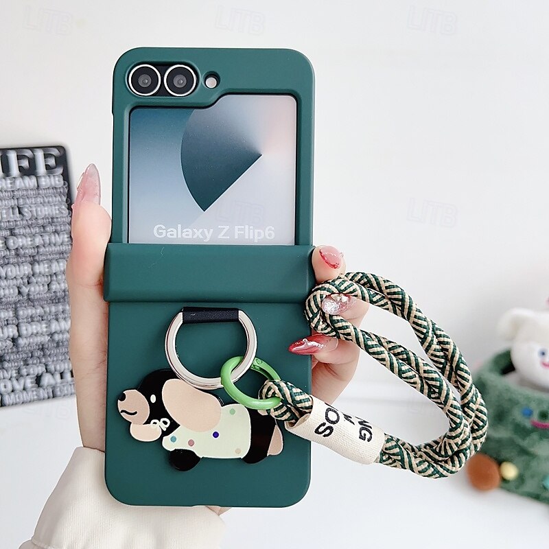 Phone Case For Z Flip 7 Z Flip 6 Z Flip 5 Z Flip 4 Z Flip 3 Back Cover with Wrist Strap Shockproof Retro TPU Silicone 2025 - $19.99 –P5