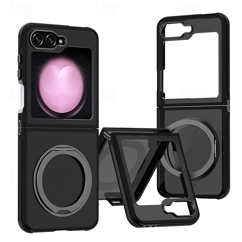 טלפון מגן עבור סמסונג גלקסי Z Flip 6 Z Flip 5 כיסוי אחורי עם מעמד עמיד בזעזועים רטרו PC סיליקון 2025 - $25.99 –P6