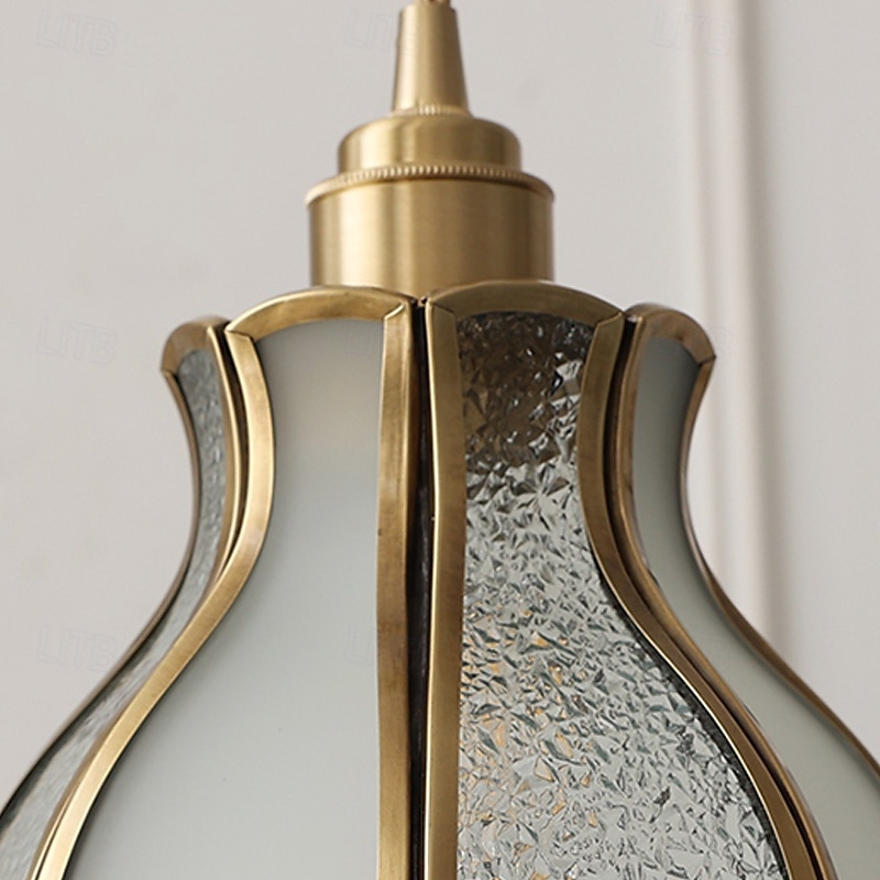 lampade a sospensione lampada a sospensione americana vintage in ottone con paralume in vetro giuntato lampada a sospensione europea semplice da 6,3 pollici in ottone e vetro 85-265v del 2025 a $101.99 –P6