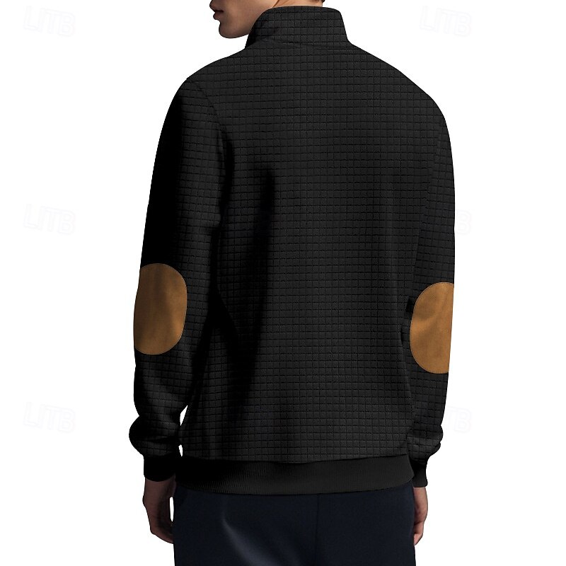 Per uomo Maglia Felpa con zip corta Nero Bianco Blu marino Grigio chiaro Grigio scuro Mezza zip Blocco di colori Tasca Frontale Testurizzato Sport & Outdoor Quotidiano Ferie Poliestere Streetwear del 2025 a $28.99 –P13