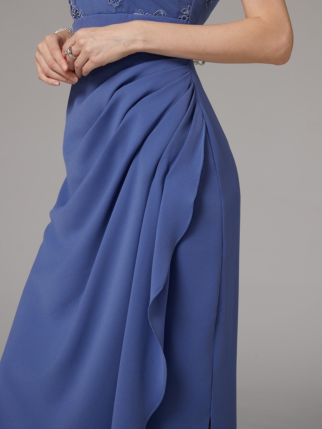 Twee Delige Sheath Jurk Strandbruiloft Moeder van de Bruid Jurk Elegante Sprankel  Glans Juweel Hals Enkele Lengte Kant Stretch Stof 3/4 Lengte Mouw met Kant 2025 - $189.99 –P10