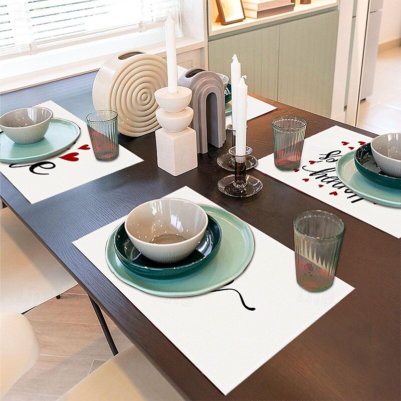 Valentine's Day Placemats Set of 4 Romantic and Decorative Table Mats Featuring Heart or Rose Patterns Durable and Heat-Resistant Perfect for Adding a Touch of Love to Your Dining Table Decor 2025 - $14.49 –P4