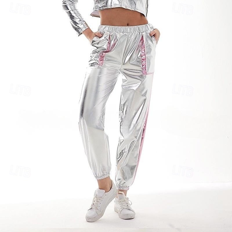 1980s Hip Hop Shiny Metallic Pants Jogger Pants Color Block Women's Carnival Costume Carnival Mardi Gras Performance Party Pride Parade Adults' Pants 2025 - $27.99 –P6