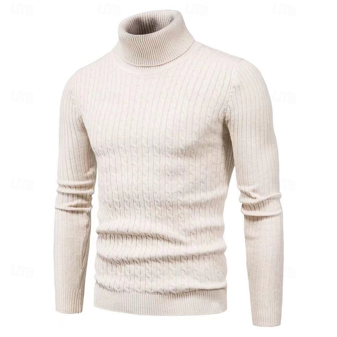Herren Rollkragenpulli Pullover Gerippt Stricken Standard Strick Schmaler Schnitt Glatt Rollkragen Moderne zeitgenössische Arbeit Freizeitskleidung Bekleidung Winter Frühling & Herbst Schwarz Weiß M 2025 - $21.99 –P9